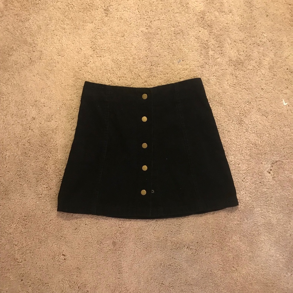Black Corduroy Button-down Skirt